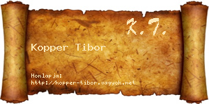 Kopper Tibor névjegykártya